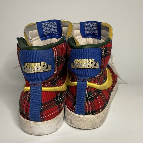 NIKE Blazer Mid 77 COMING TO AMERICA Red Blue Plaid Sneakers Sz 8/41 main image 12
